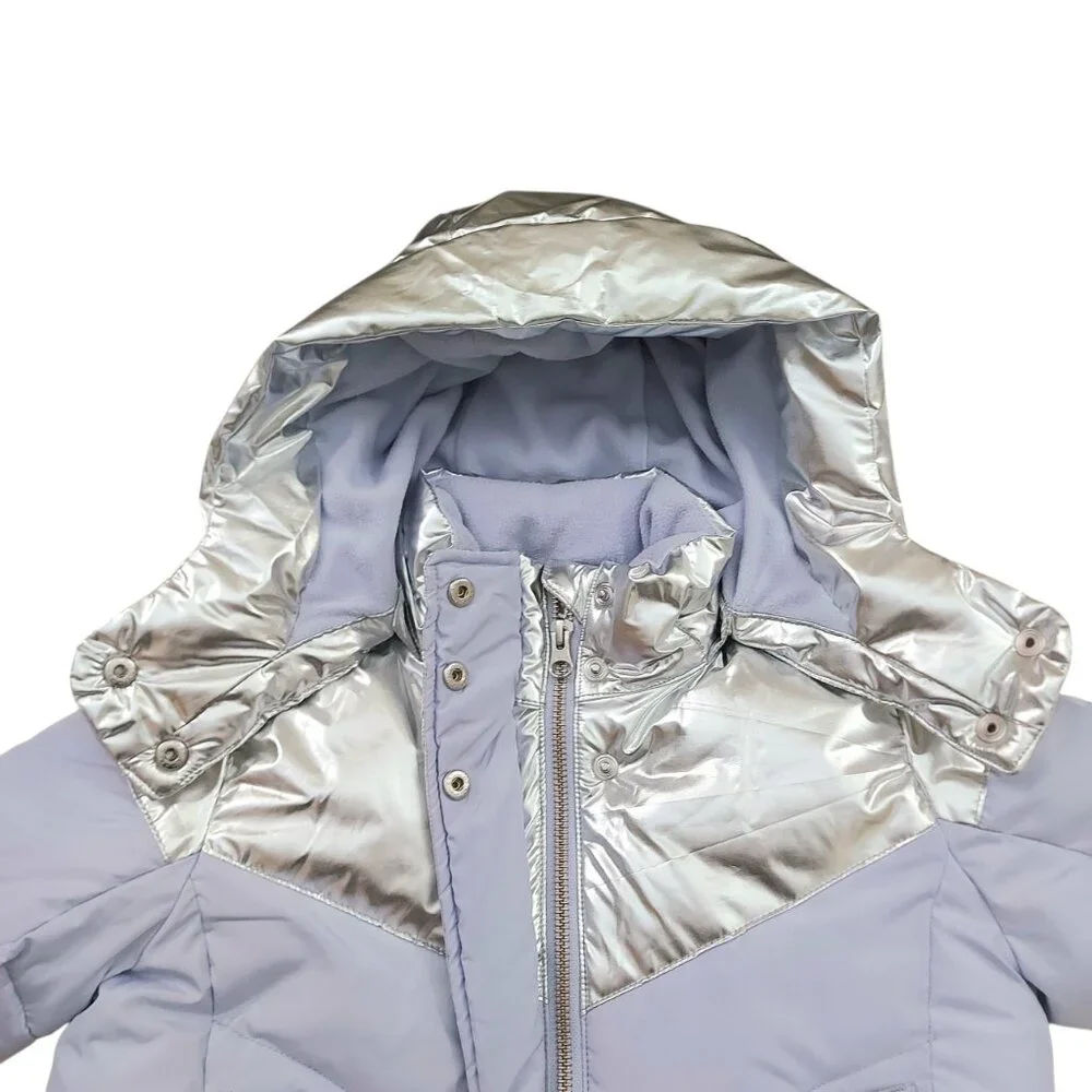 GAP Puffer Snow Hooded Jacket Girls XS Lilac Insulated Full Zip Winter Outdoor